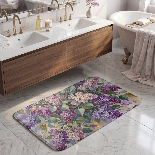 Vintage Lilac Flowers Bath Mat (Creator Uploaded)