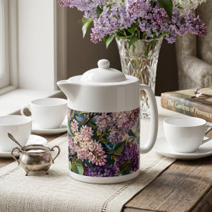 Vintage Lilac Flowers Teapot