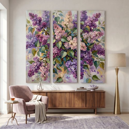 Vintage Lilac Flowers Triptych