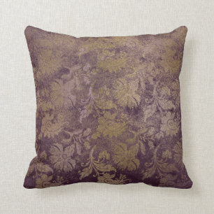 Vintage Lilac Grunge Gold Wood Glitter Pillow