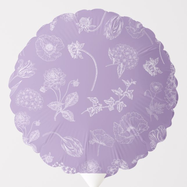 Vintage Lilac Lavender Floral Balloon (Front)