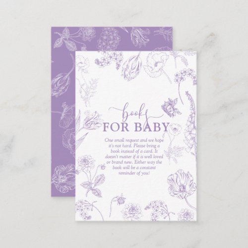 Vintage Lilac Lavender Floral Books For Baby Enclosure Card
