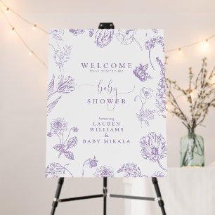 Vintage Lilac Lavender Floral Script Baby Shower Foam Board