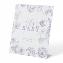 Vintage Lilac Lavender Floral Script Gift for Baby Pedestal Sign