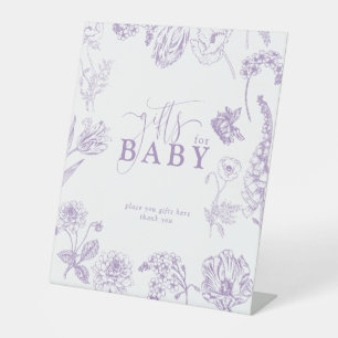 Vintage Lilac Lavender Floral Script Gift for Baby Pedestal Sign