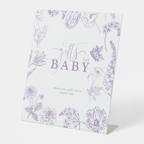 Vintage Lilac Lavender Floral Script Gift for Baby Pedestal Sign