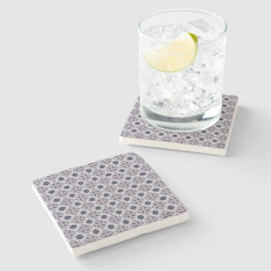 Vintage Lilac Ornate Tile Pattern Stone Coaster