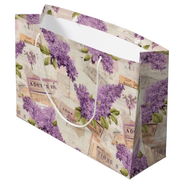 Vintage Lilac Pattern  Large Gift Bag (Back Angled)