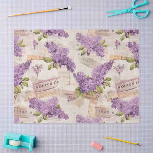 Vintage Lilac Pattern  Tissue Paper (Craft)