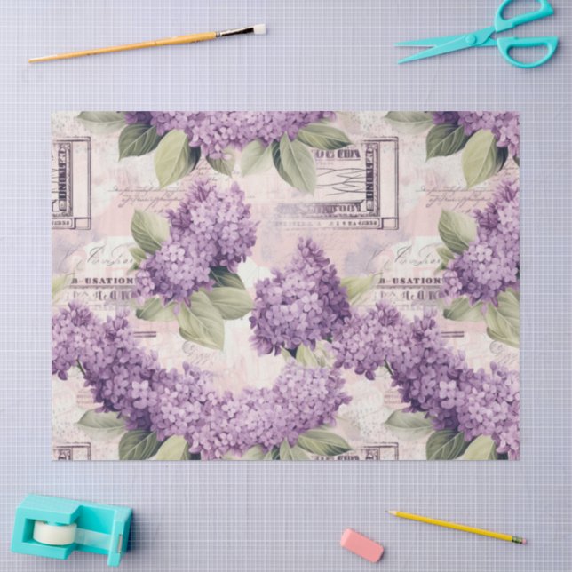 Vintage Lilac Pattern  Tissue Paper (Craft)