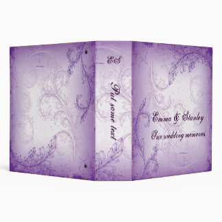 Vintage lilac purple scroll leaf wedding binder