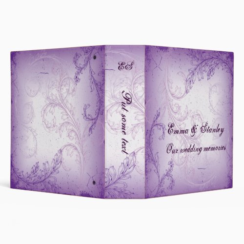 Vintage lilac purple scroll leaf wedding binder