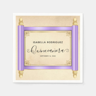 Vintage Lilac Scroll Quinceañera Napkins