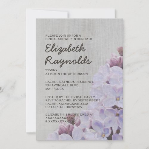 Vintage Lilacs Bridal Shower Invitations