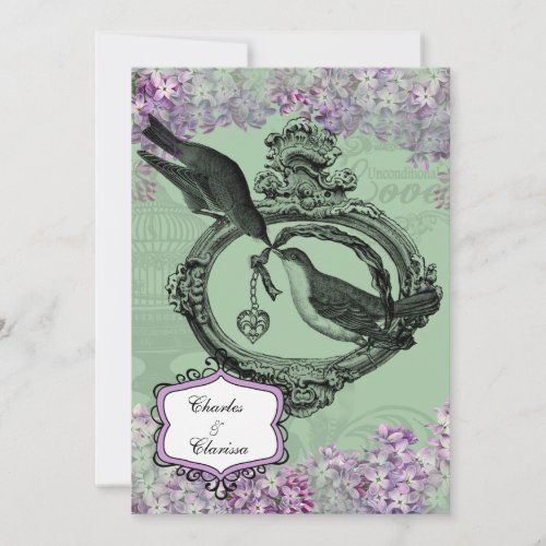 Vintage Lilacs Locket 5x7 Invitation