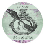 Vintage Lilacs Locket Save the Date Round Stickers