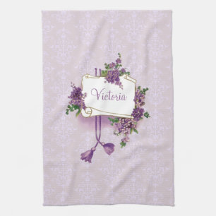 Vintage Lilacs Personalized Kitchen Towel
