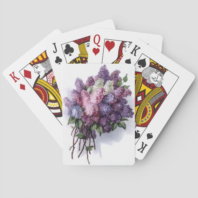 Vintage Lilacs Poker Cards (Back)
