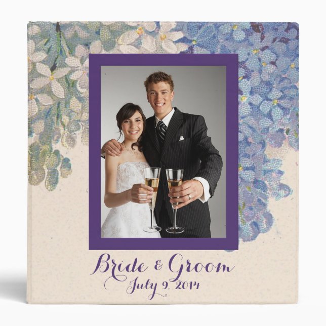 Vintage Lilacs Wedding Photo Album Binder (Front)