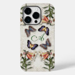 Vintage Lilies, Butterflies &amp; Monogram Case-Mate iPhone 14 Pro Case