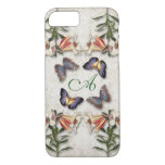 Vintage Lilies, Butterflies &amp; Monogram iPhone 8/7 Case