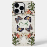 Vintage Lilies, Butterflies &amp; Monogram Case-Mate iPhone 14 Pro Max Case