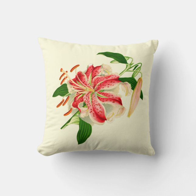 Vintage Lilies Throw Pillow (Front)