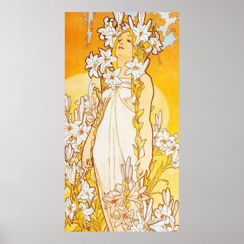 Vintage Lily by Alphonse Mucha Poster