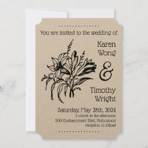 Vintage Lily Floral Wedding Invitation