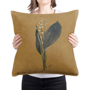 Vintage Lily of the Valley Decor, Earthy Farmhouse Throw Pillow