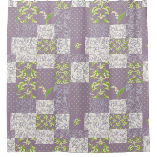 Vintage Lily-of-the-Valley Faux Patchwork Mauve Shower Curtain
