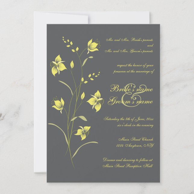 Vintage Lily Wedding Invitation (Front)