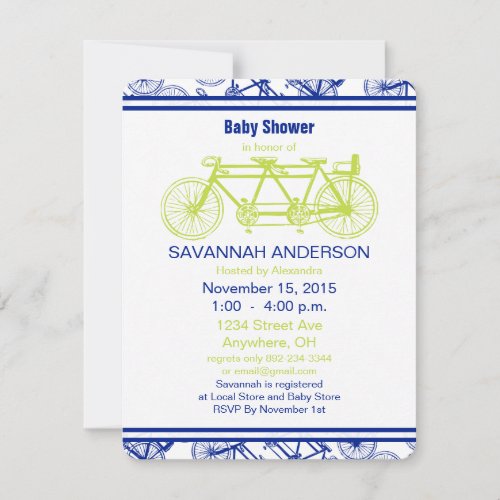 Vintage Lime Bicycle Baby Shower Invitation