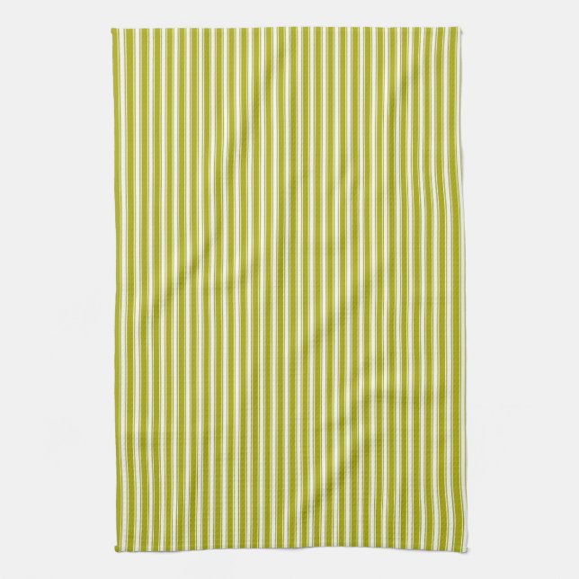 Vintage Lime Fashion Stripes Pattern Kitchen Towel (Vertical)