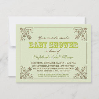 Vintage Lime Green Baby Shower Invitation