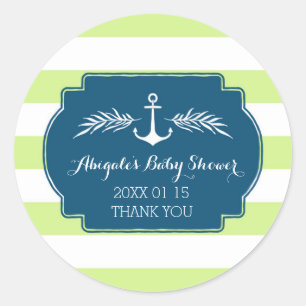 Vintage Lime Nautical Baby Shower Favor Sticker