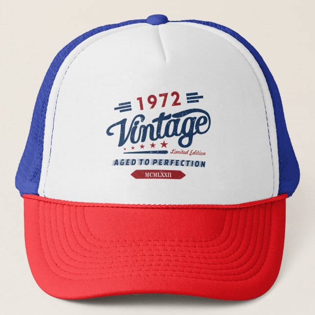 Vintage Limited Edition 1972 Aged To Perfection Trucker Hat (Front)