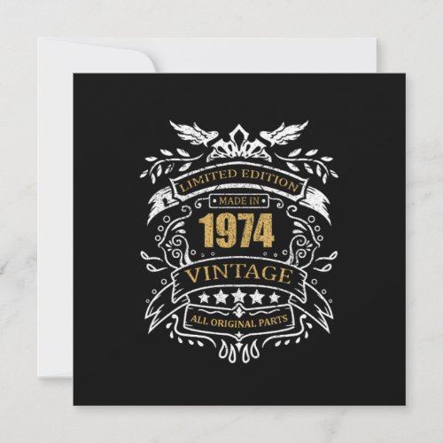 Vintage Limited Edition Made In 1974 Birthday Gift Invitation