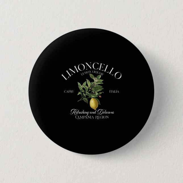 Vintage Limoncello Refreshing Lemon Graphic Italy  Button (Front)