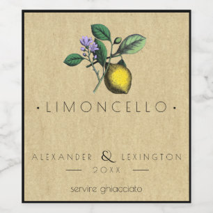 Vintage Limoncello Wedding Favor Bottle Label
