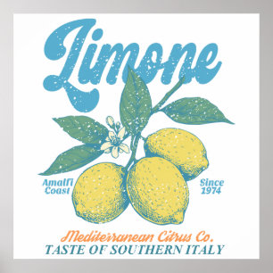 Vintage Limone Amalfi Coast Italian Retro Kitchen Poster