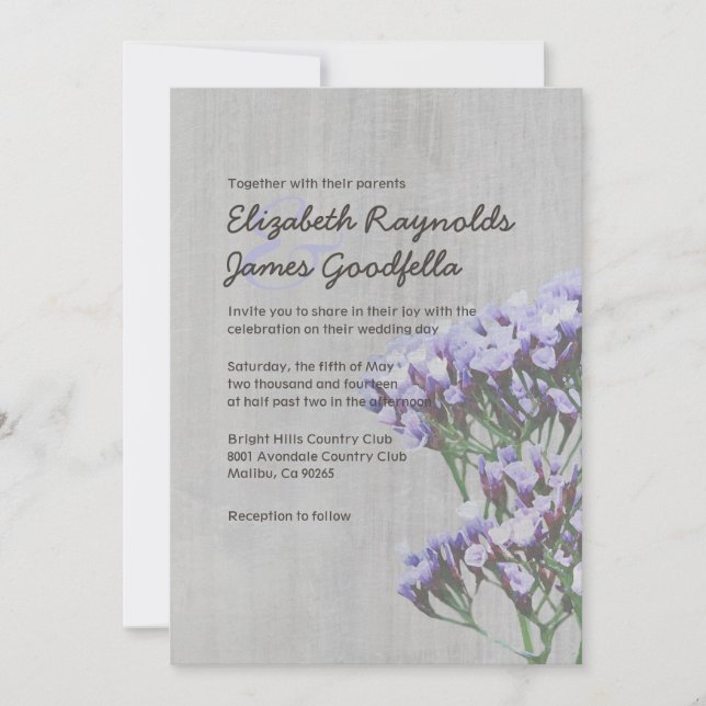 Vintage Limonium Wedding Invitations (Front)