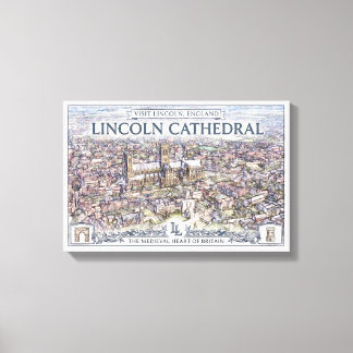 Vintage Lincoln Cathedral England Travel Poster Canvas Print