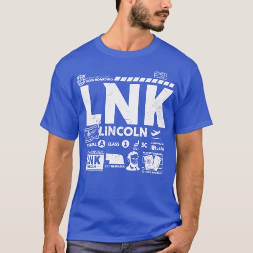 Vintage Lincoln LNK Airport Code Travel Day Retro  T_Shirt