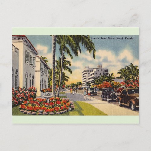 Vintage Lincoln Road Miami Beach Florida Postcard