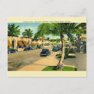 Vintage Lincoln Road Miami Beach Postcard