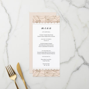 Vintage Line Art Botanical Scalloped Border Dinner Menu