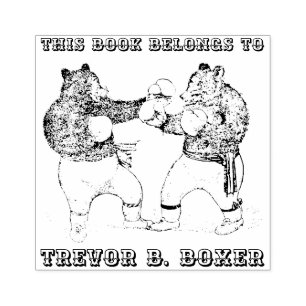 Vintage Line Art - Boxing Bears - Property of Rubber Stamp