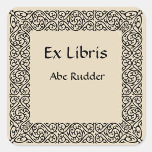 Vintage Line Art Swirls Bookplate