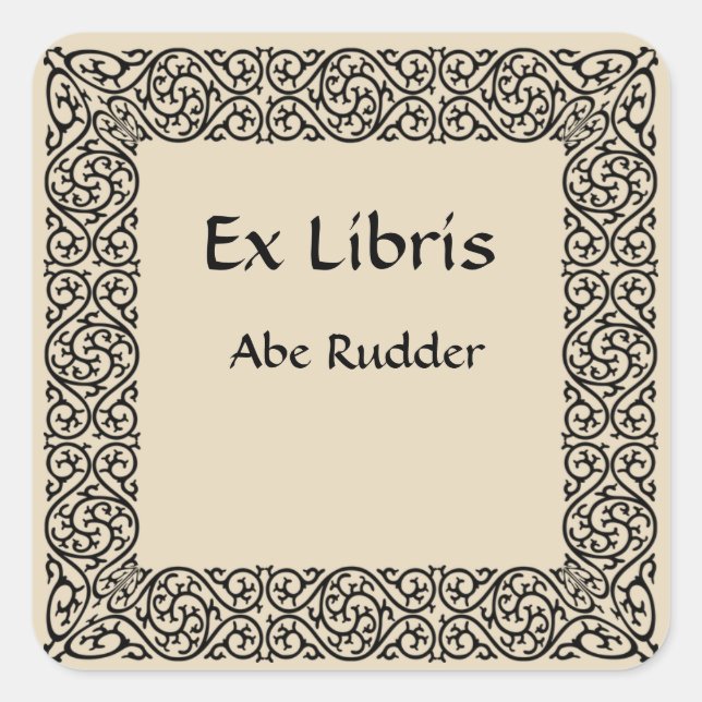 Vintage Line Art Swirls Bookplate (Front)